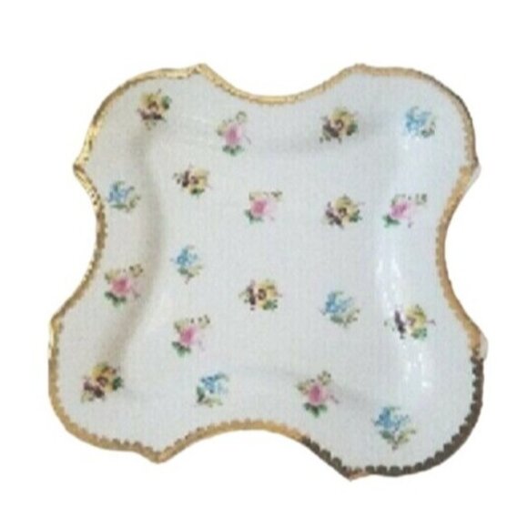 Rosebud I. GODINGER & CO Square Scallop Plate 6 " Bread Dessert Discontinued - Picture 1 of 5